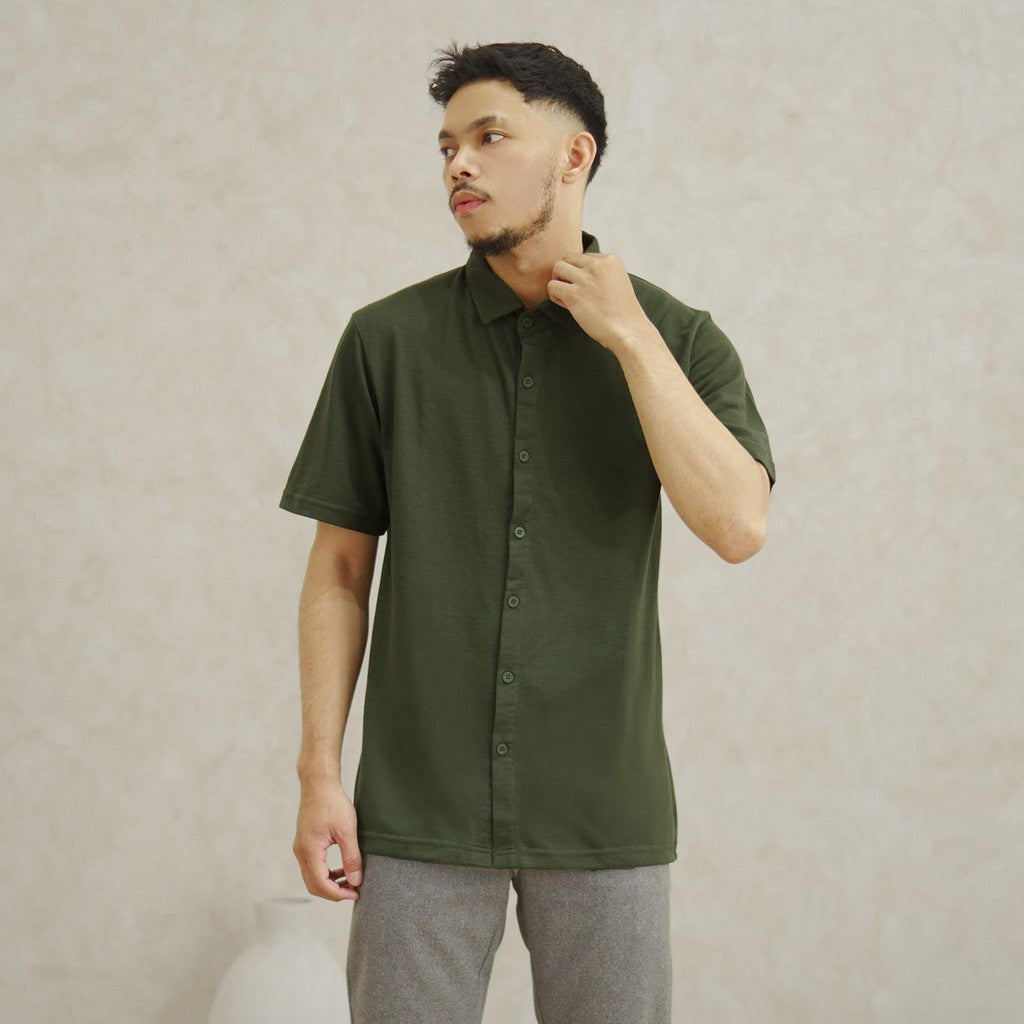 Matsuda Kemeja Pria Polos Lengan pendek Kasual Shiroi Burgundy