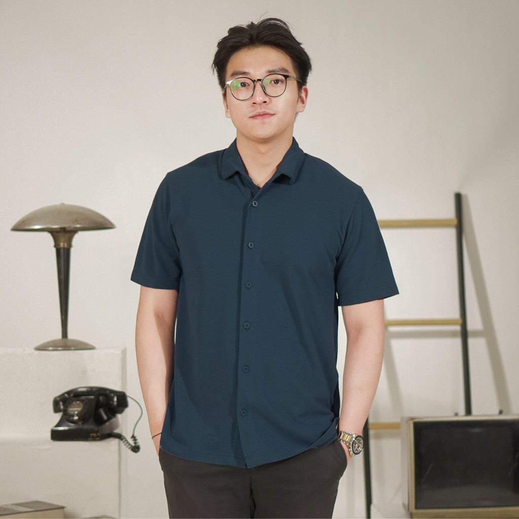 Matsuda Kemeja Pria Polos Lengan pendek Kasual Shiroi Burgundy