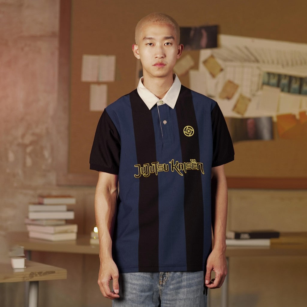 JUJUTSU KAISEN | MATSUDA Polo Shirt Stripe Pria Kossen Black-Blue