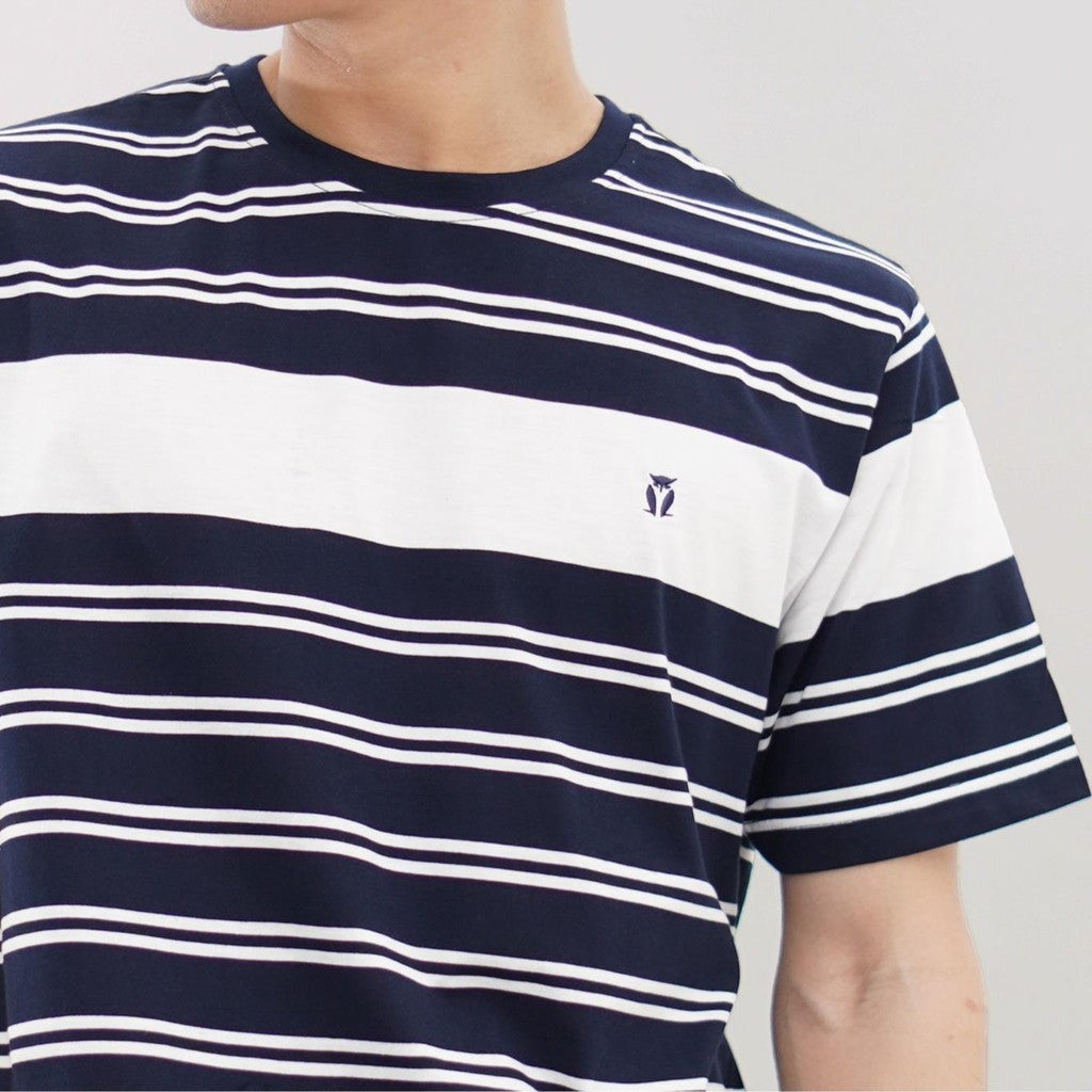 Matsuda T Shirt Pria Kaos Stripe Odate Navy
