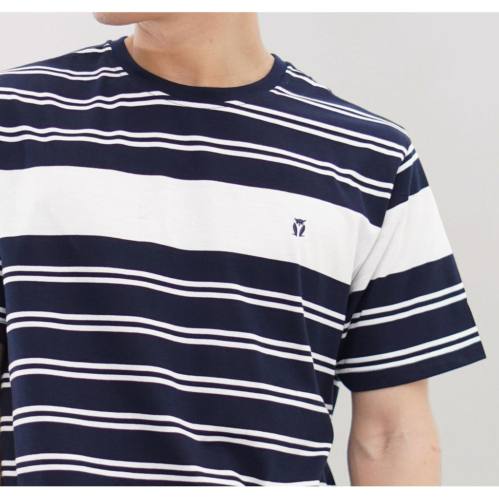 Matsuda T Shirt Pria Kaos Stripe Odate Navy