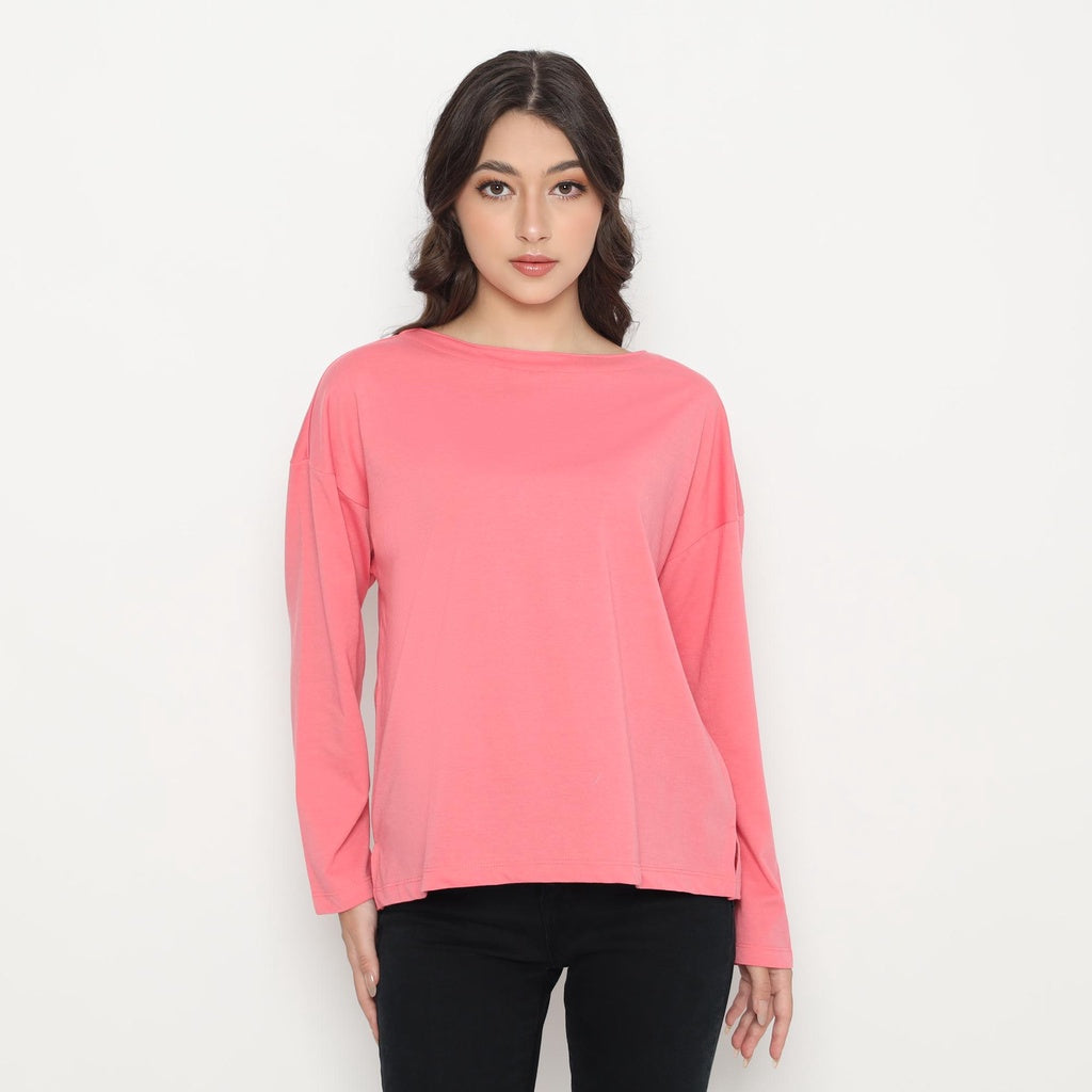 Matsuda Kaos Polos Wanita Lengan Panjang T Shirt Olive
