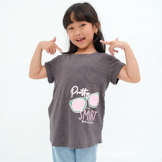 Matsuda baju kaos anak perempuan katun umur 4-16 Etienne