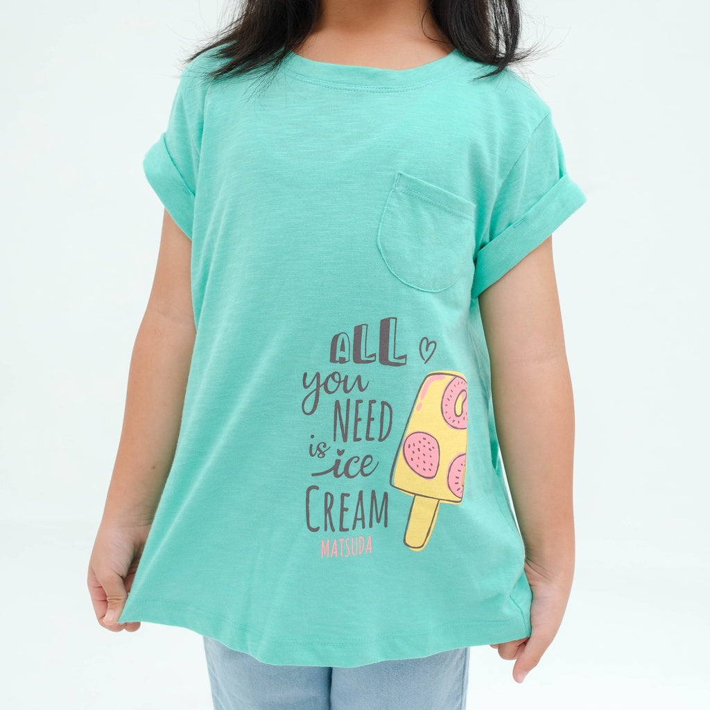 Matsuda baju kaos anak perempuan katun umur 4-16 Claude