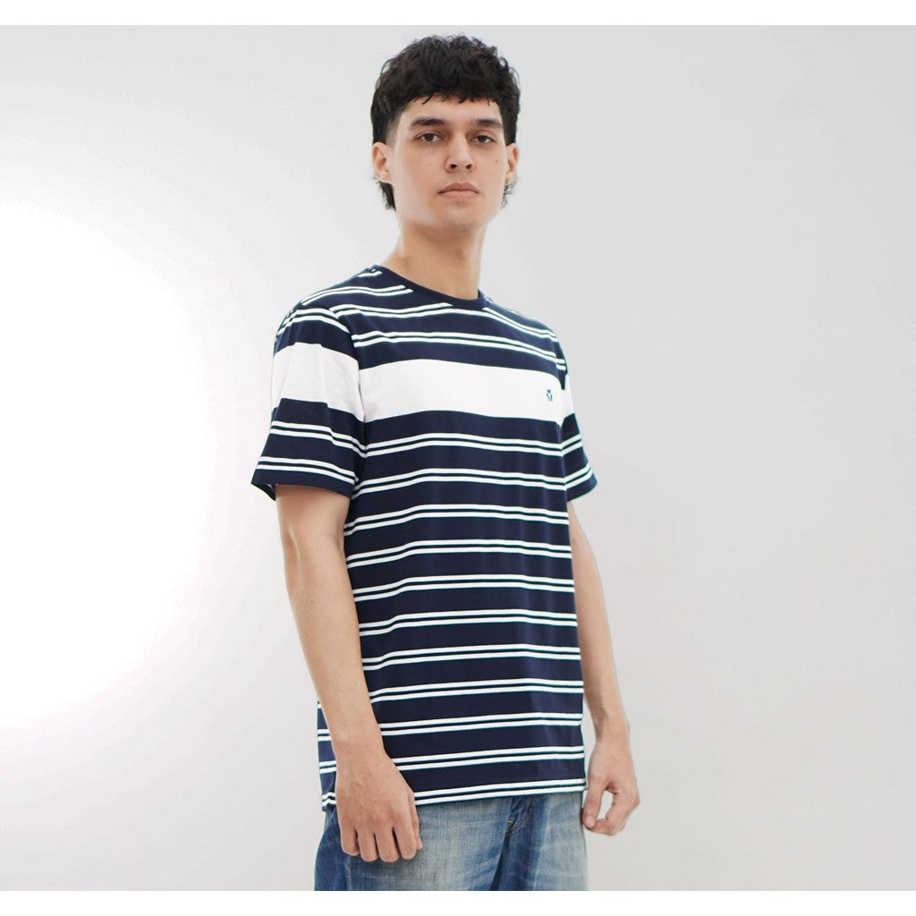 Matsuda T Shirt Pria Kaos Stripe Odate Navy