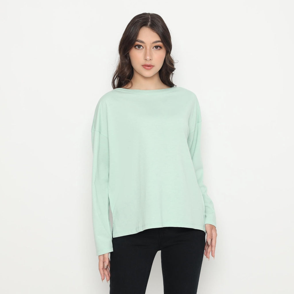 Matsuda Kaos Polos Wanita Lengan Panjang T Shirt Olive