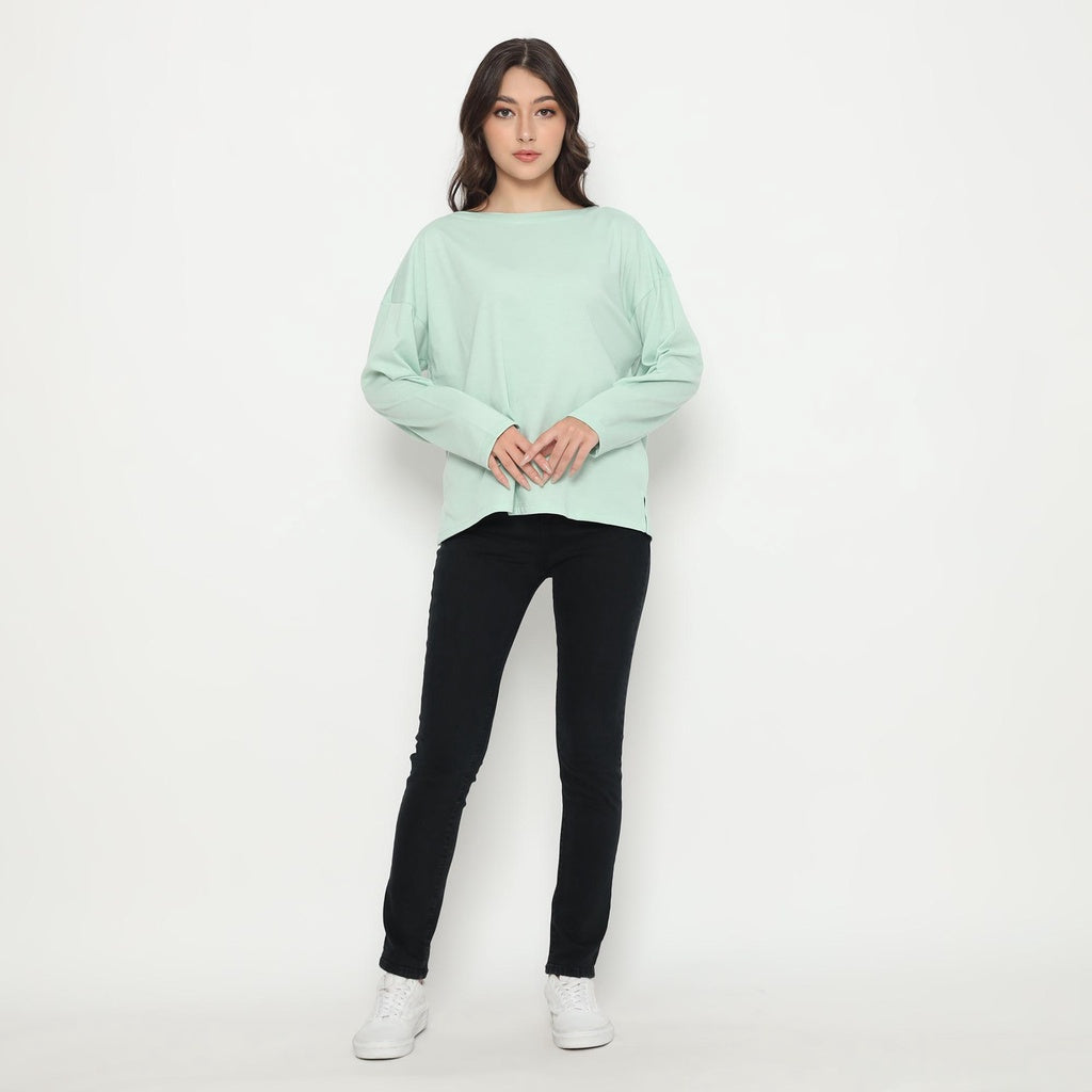 Matsuda Kaos Polos Wanita Lengan Panjang T Shirt Olive