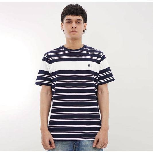 Matsuda T Shirt Pria Kaos Stripe Odate Navy