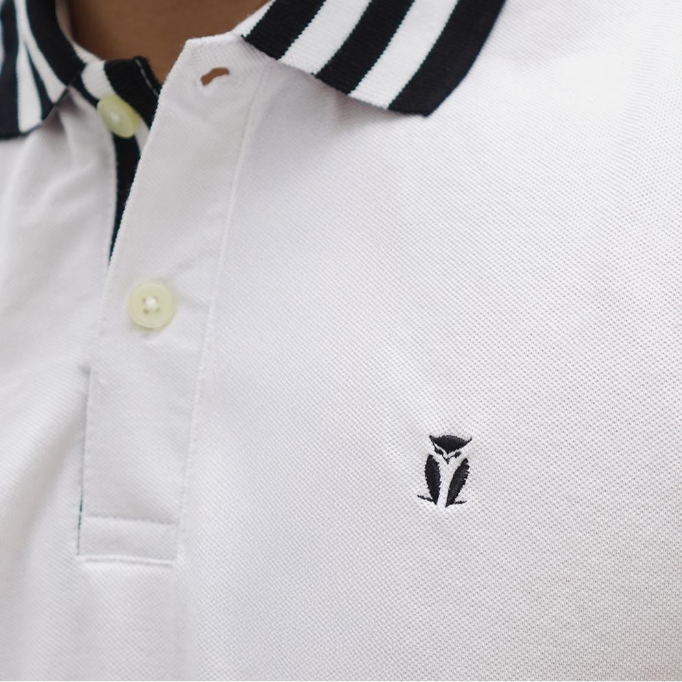 MATSUDA Baju Kaos Polo Shirt Dewasa Pria Kerah Katun Shimoda White