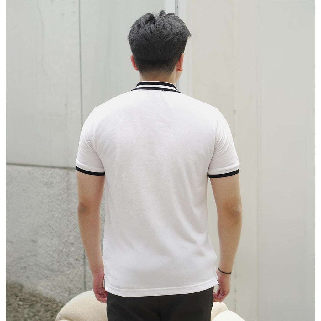 MATSUDA Baju Kaos Polo Shirt Dewasa Pria Kerah Katun Shimoda White