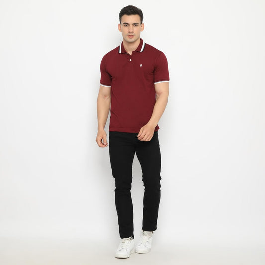 MATSUDA Kaos Polo Shirt Polos Pria Dewasa Baju Lengan Pendek Kerah Katun Aioi Maroon Burgundy