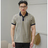 MATSUDA Baju Kaos Polo Shirt Dewasa Stripe Pria Kerah Katun Otawara Spray Green