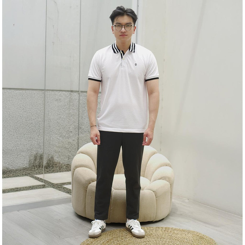 MATSUDA Baju Kaos Polo Shirt Dewasa Pria Kerah Katun Shimoda White