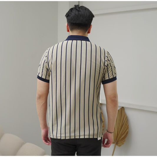 MATSUDA Baju Kaos Polo Shirt Dewasa Stripe Pria Kerah Katun Otawara Spray Green