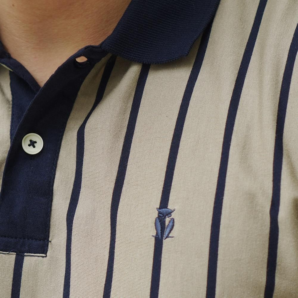 MATSUDA Baju Kaos Polo Shirt Dewasa Stripe Pria Kerah Katun Otawara Spray Green