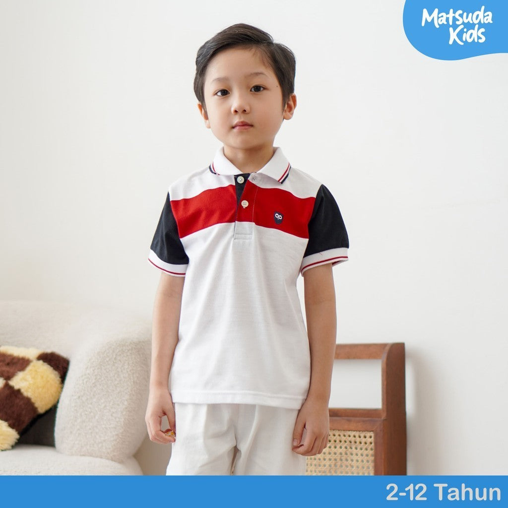 Matsuda baju kaos polo anak laki laki katun umur 2-12 Leo