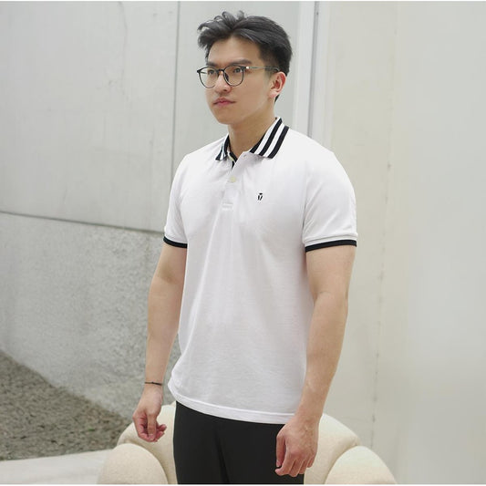 MATSUDA Baju Kaos Polo Shirt Dewasa Pria Kerah Katun Shimoda White