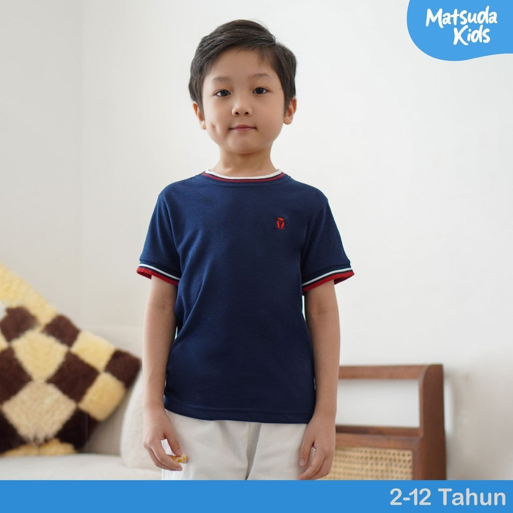 Matsuda baju kaos polos anak laki laki katun umur 2-12 Pooky
