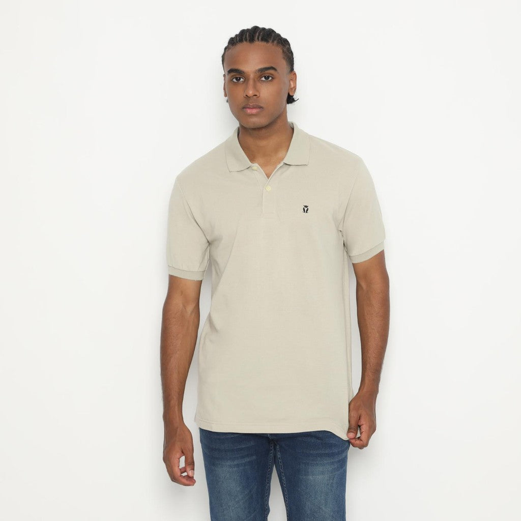 Matsuda Kaos Polo Shirt Pria Kerah Kushima Khaki Krem Castle Wall