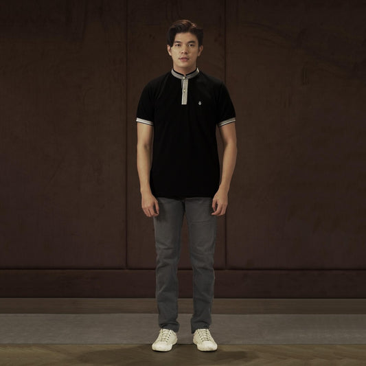 MATSUDA Kaos Polo Pria Kerah Shanghai Yasu Black