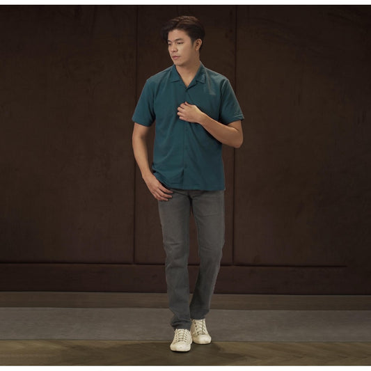 Matsuda Kemeja Pria Lengan pendek Kasual Sukumo Steel Blue