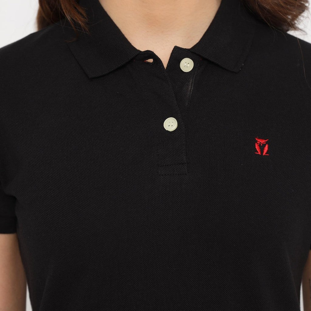 MATSUDA Kaos Polo Shirt Wanita Kerah Eve Hitam Black