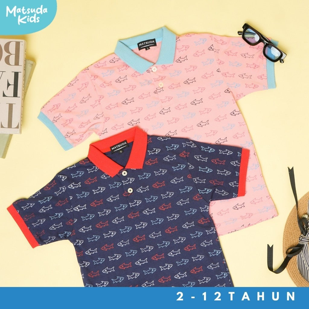 Matsuda baju kaos polo anak laki laki katun umur 2-12 Ted