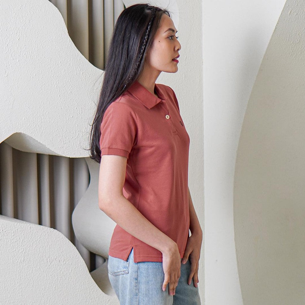 MATSUDA Kaos Polo Shirt Wanita Kerah Eve Merah Cranberry