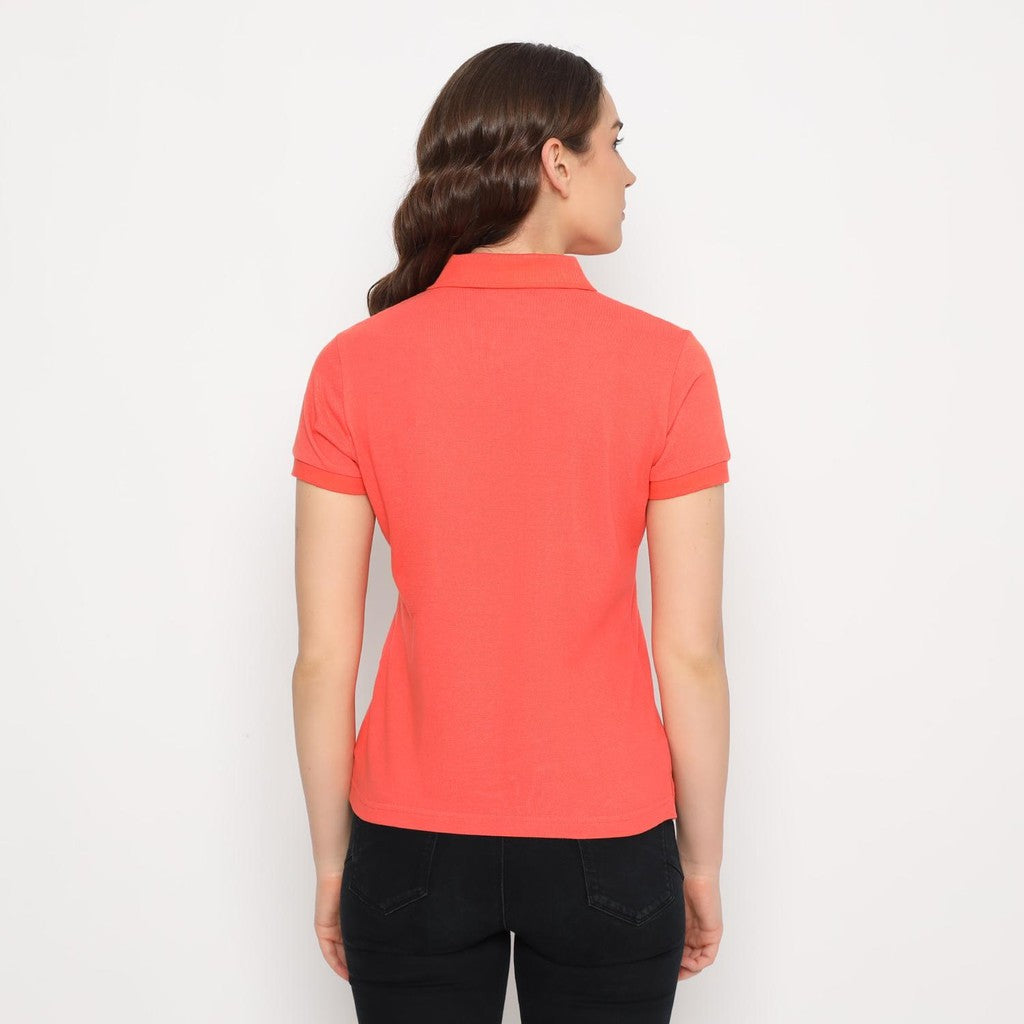 MATSUDA Kaos Polo Shirt Wanita Kerah Eve Merah Orange