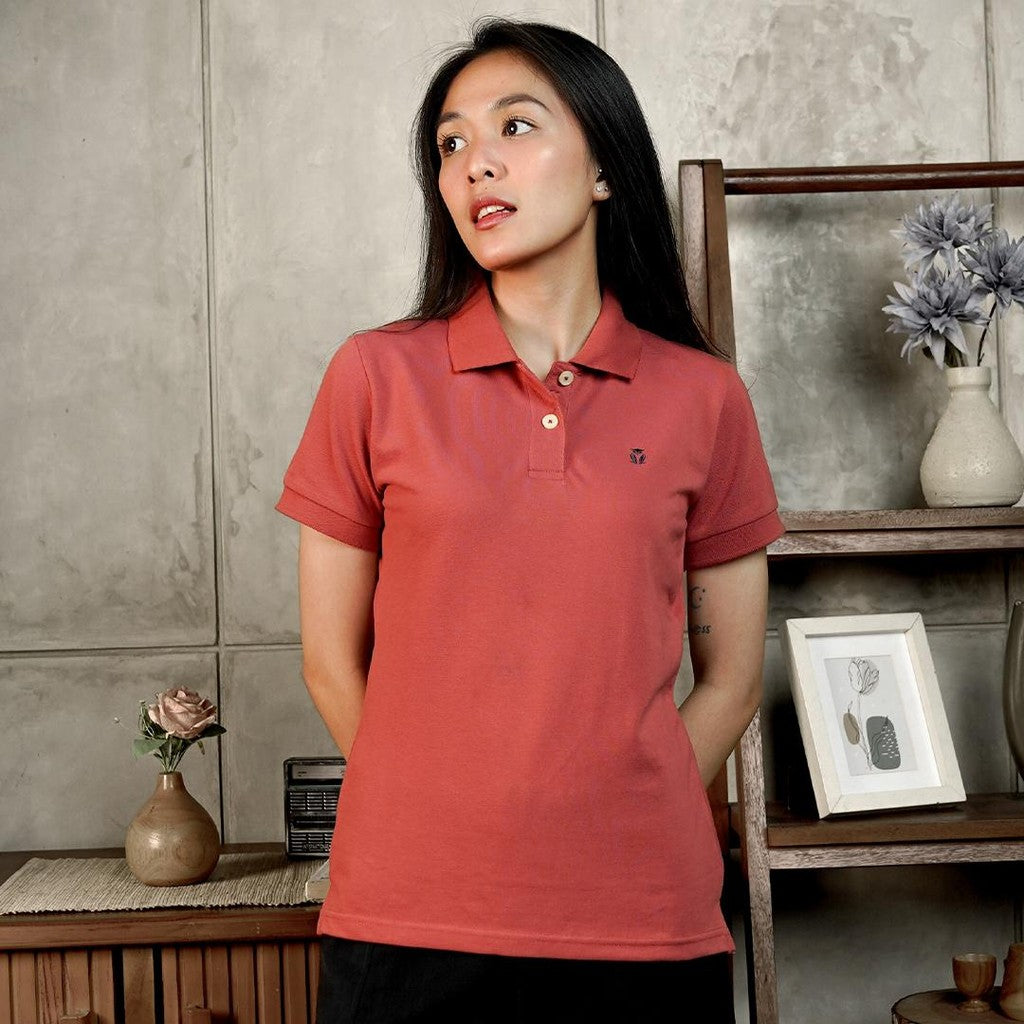 MATSUDA Kaos Polo Shirt Wanita Kerah Eve Coklat Brown