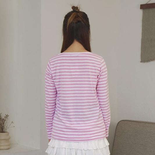 MATSUDA Kaos Wanita Longsleeve Stripe Katun Reiko