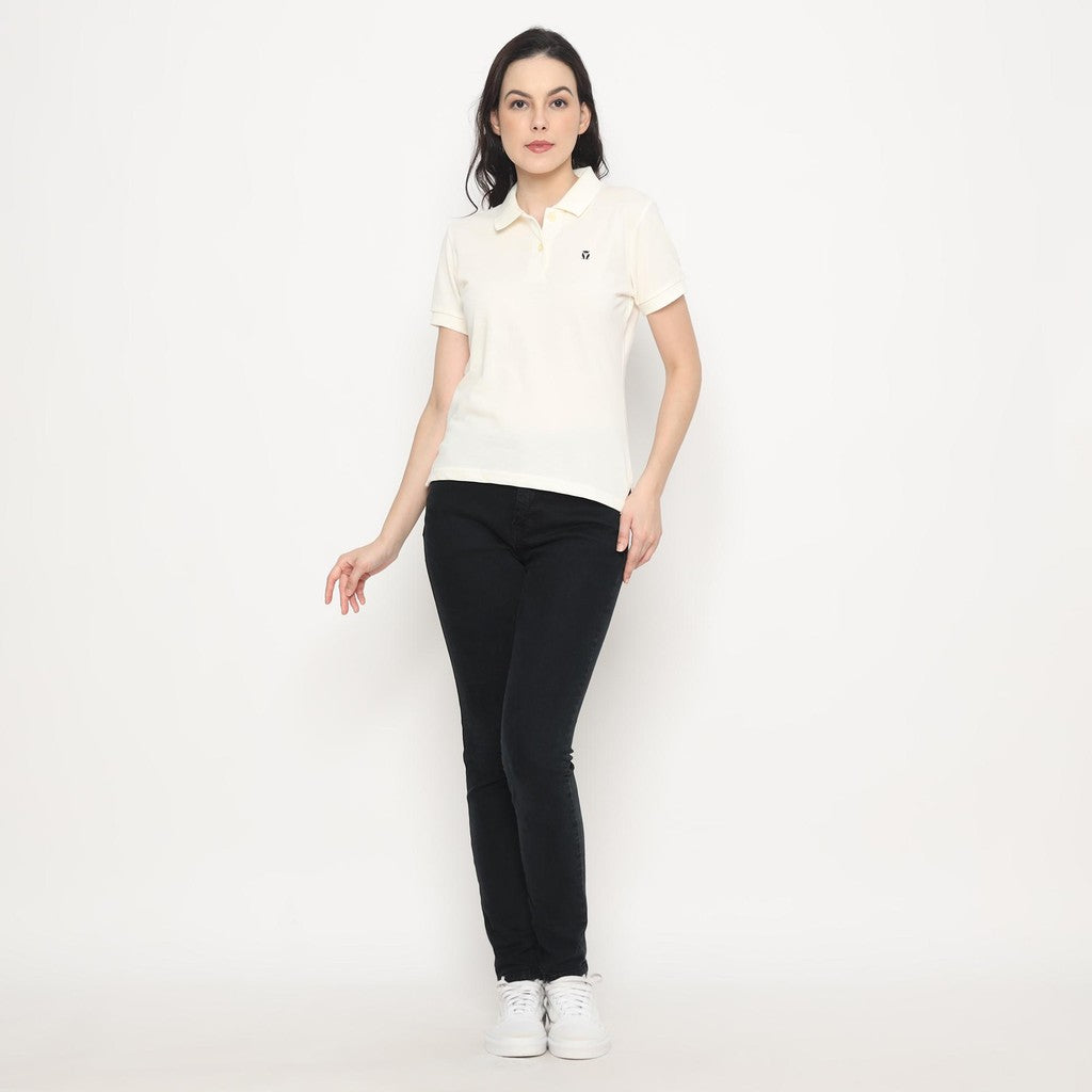 MATSUDA Kaos Polo Shirt Wanita Kerah Eve Putih Offwhite