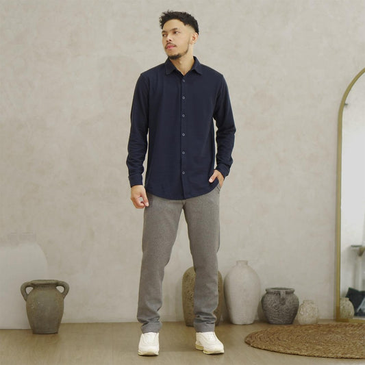 Matsuda Kemeja Pria Lengan Panjang Shunan Navy