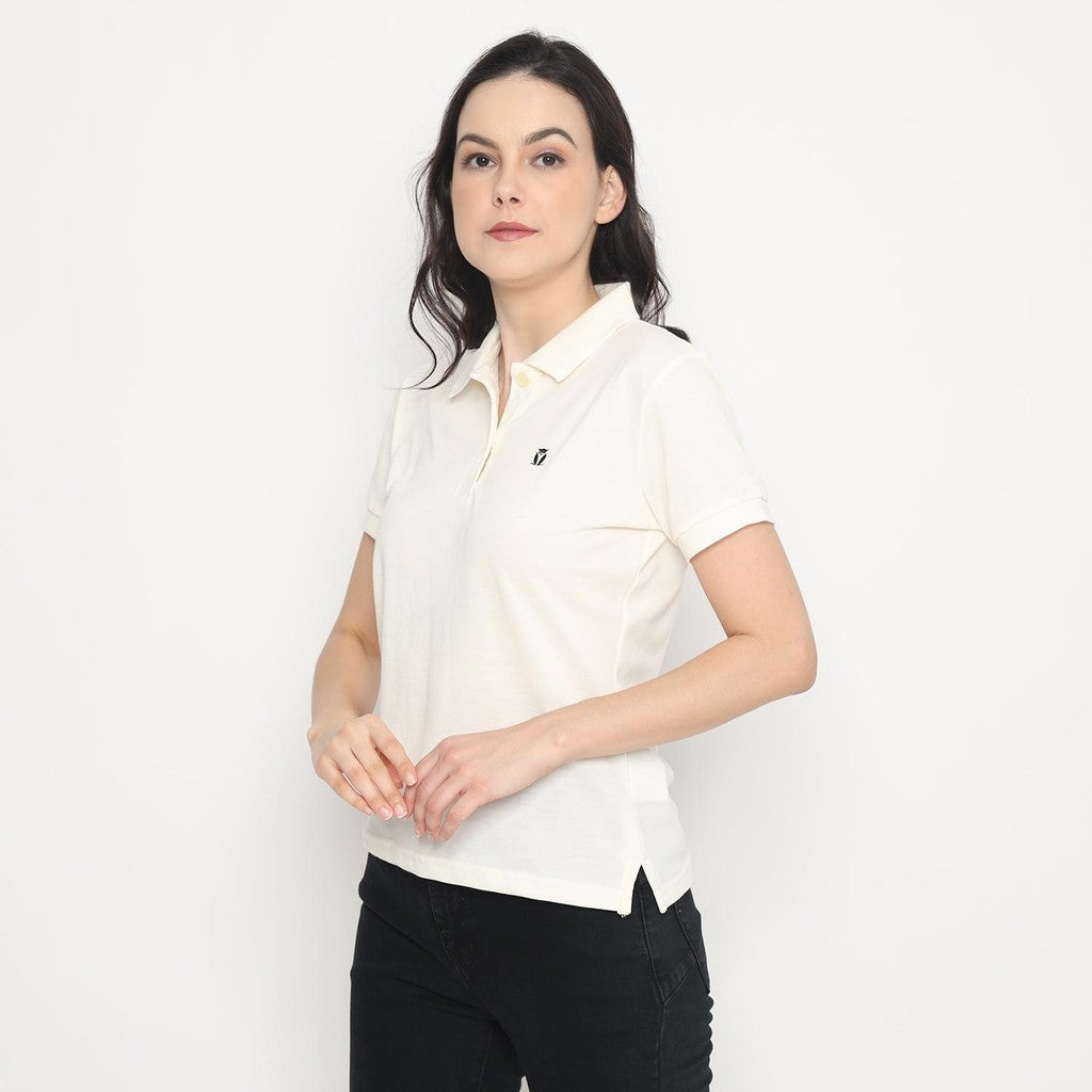 MATSUDA Kaos Polo Shirt Wanita Kerah Eve Putih Offwhite