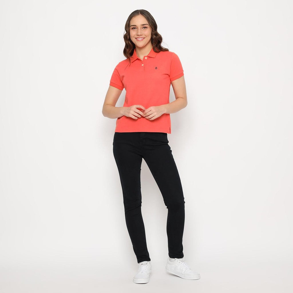 MATSUDA Kaos Polo Shirt Wanita Kerah Eve Merah Orange