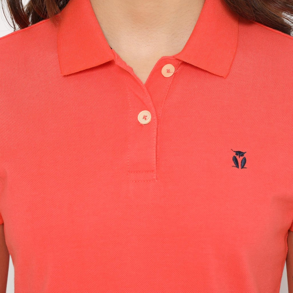 MATSUDA Kaos Polo Shirt Wanita Kerah Eve Merah Orange