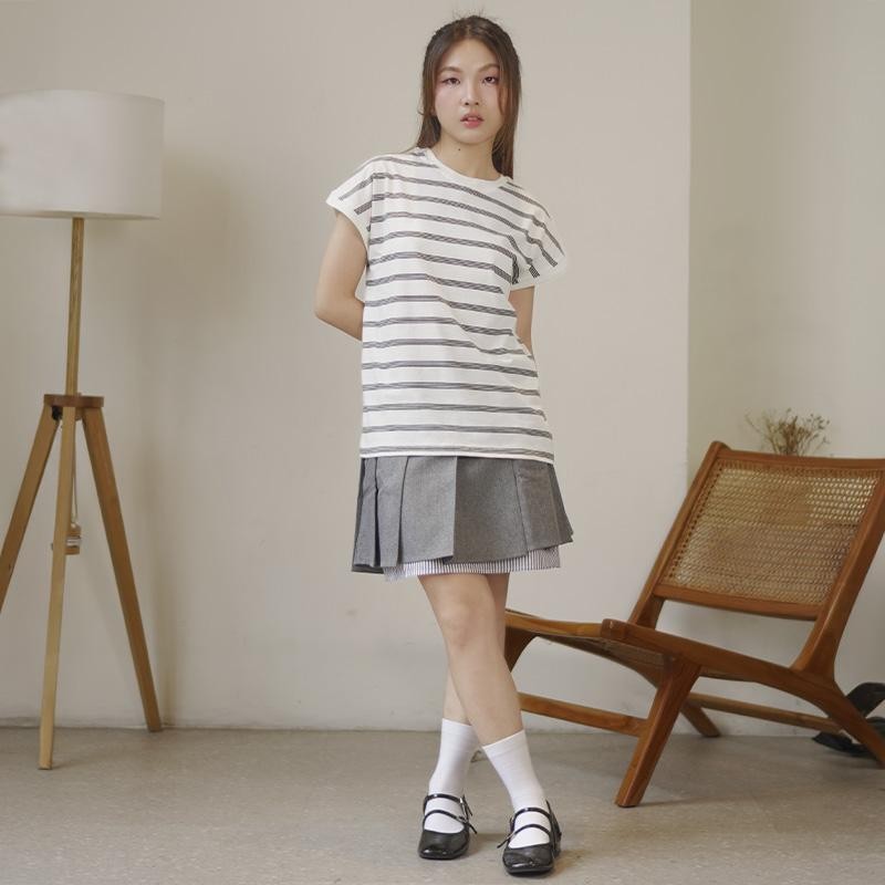 Matsuda T-shirt Wanita katun Shiori Off White