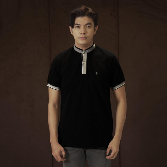 MATSUDA Kaos Polo Pria Kerah Shanghai Yasu Black