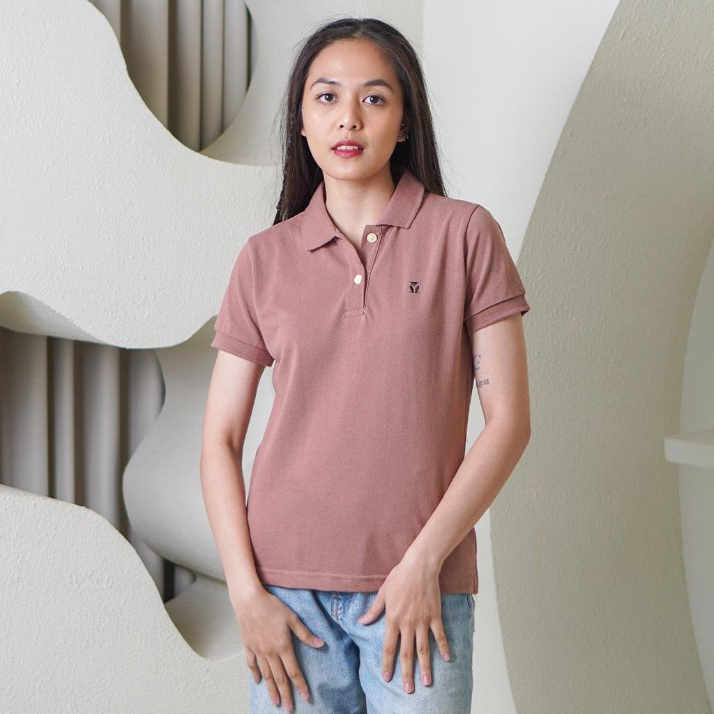MATSUDA Kaos Polo Shirt Wanita Kerah Eve Merah Rosedawn