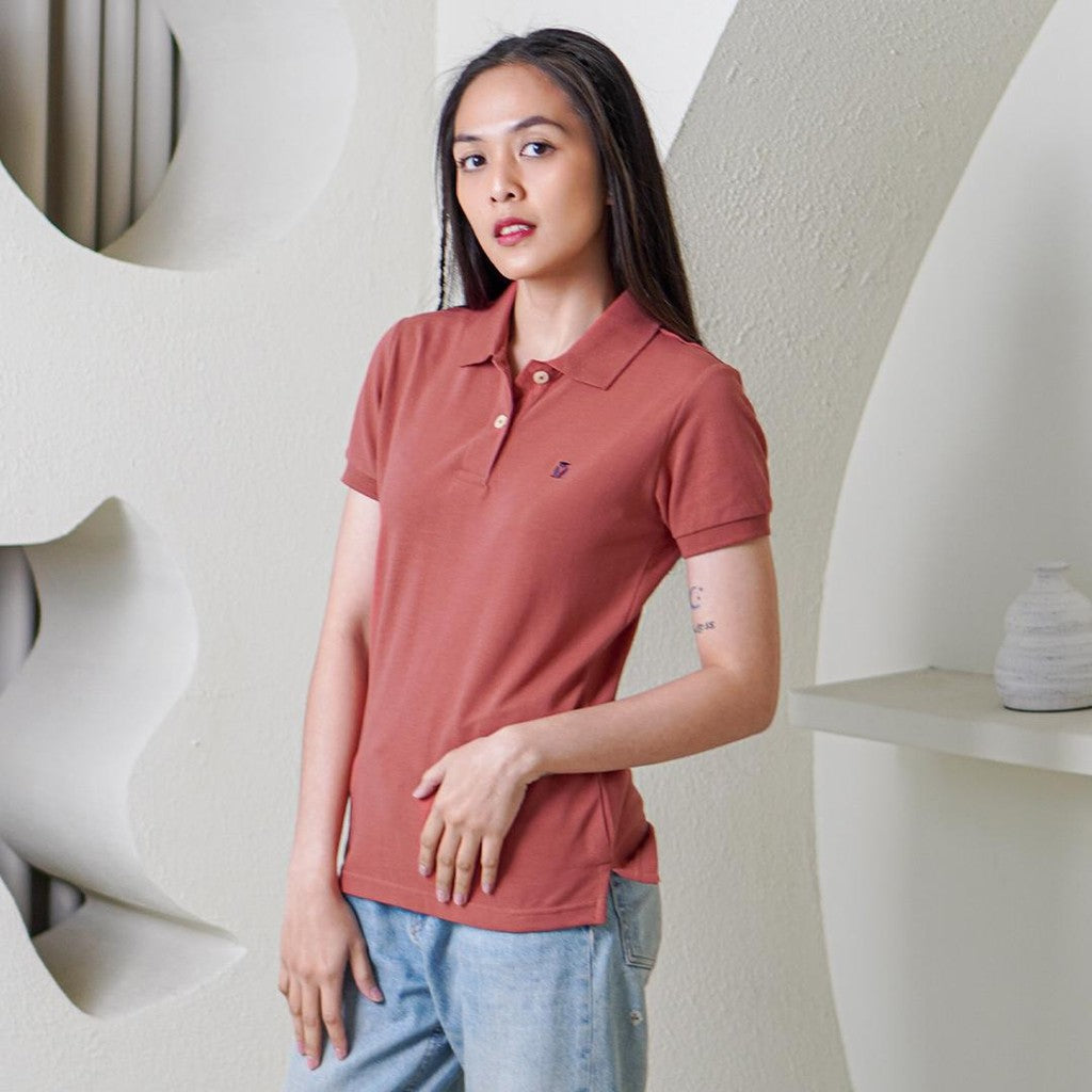 MATSUDA Kaos Polo Shirt Wanita Kerah Eve Merah Cranberry