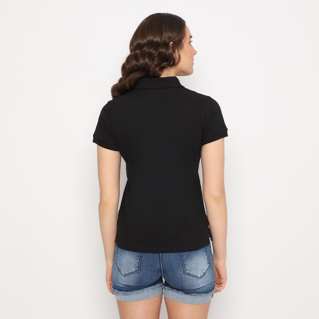 MATSUDA Kaos Polo Shirt Wanita Kerah Eve Hitam Black