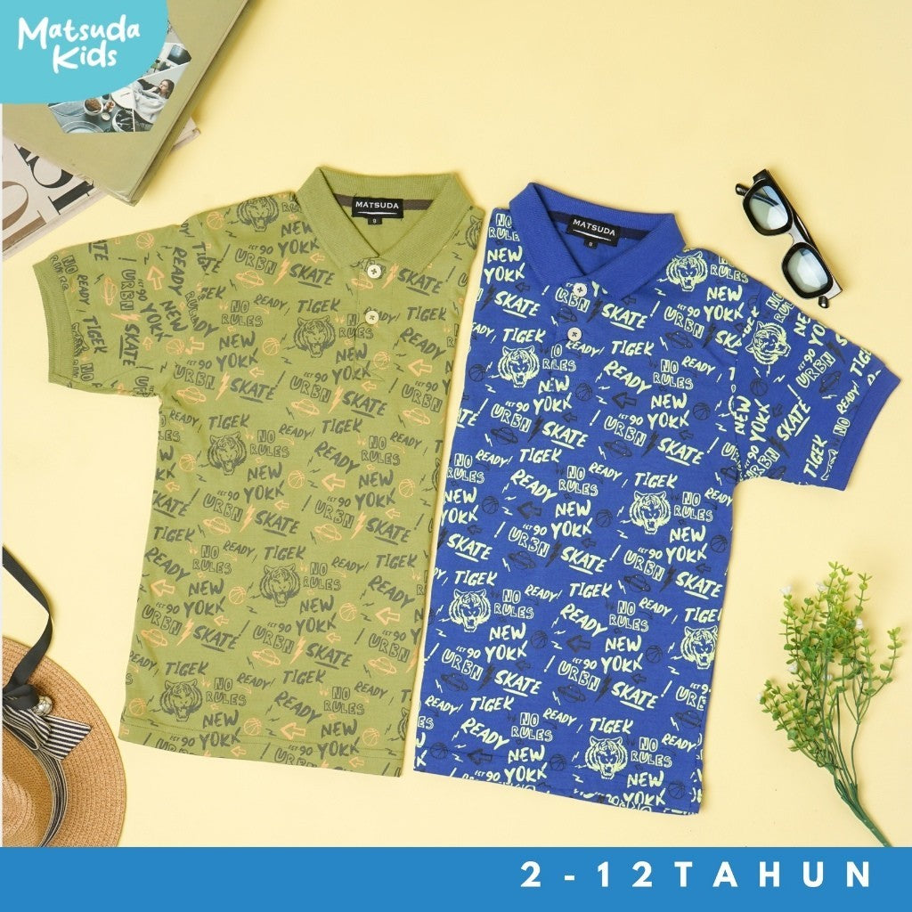 Matsuda baju kaos polo anak laki laki katun umur 2-12 Danny