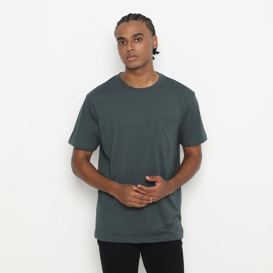 MATSUDA Kaos Polos Pocket T Shirt Cotton Chuo Seri Warna Hijau Variasi Katun Nyaman Pria 3XL