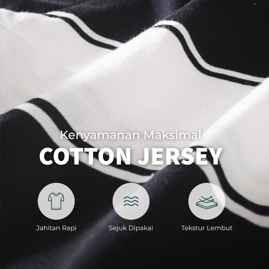 MATSUDA Baju Kaos Polo Shirt Dewasa Stripe Pria Kerah Katun Yanai Black