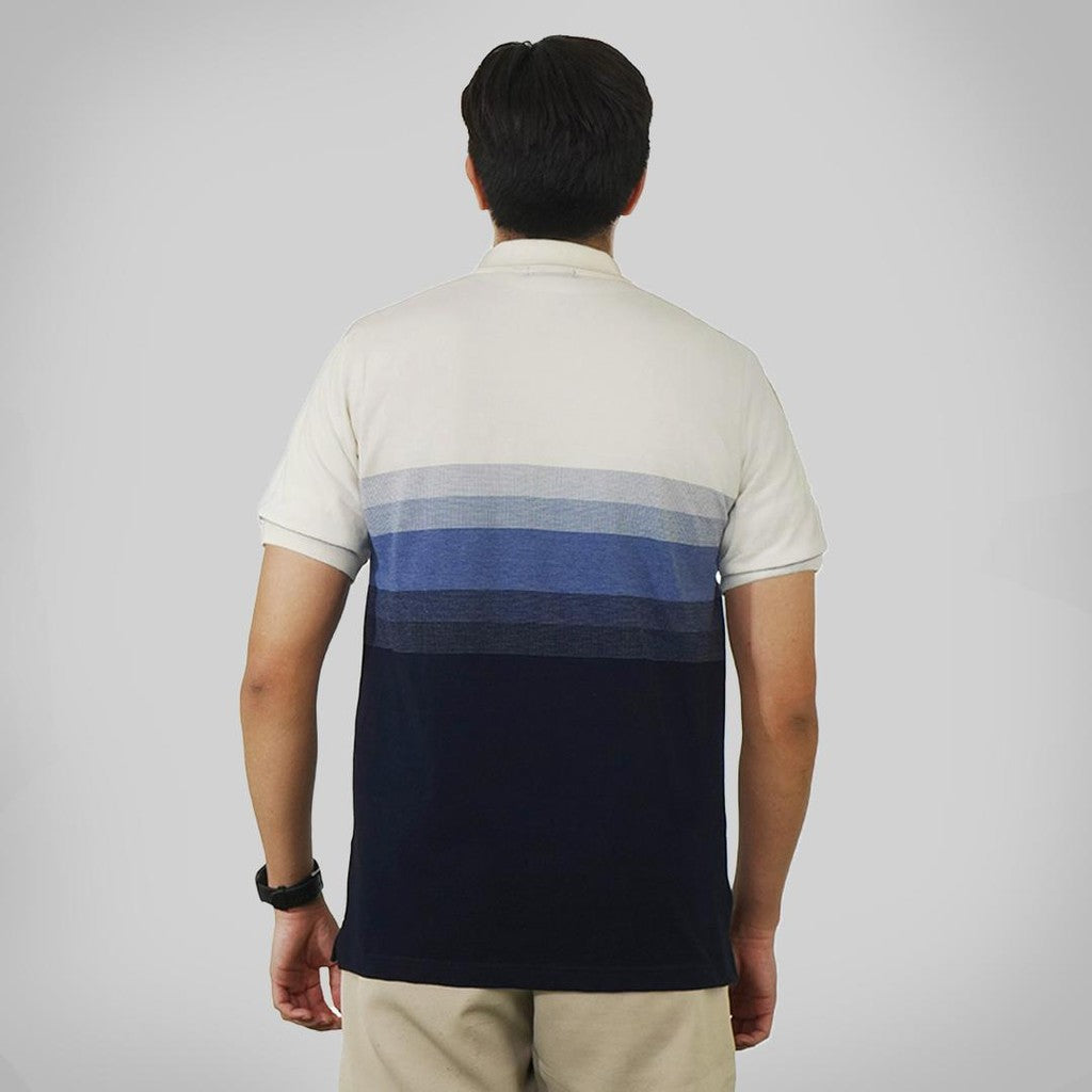 MATSUDA Baju Kaos Polo Shirt Dewasa Stripe Pria Kerah Katun Uji OffWhite