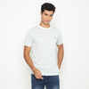 Matsuda T Shirt Pria Kaos Stripe Nantan Oblong Baju Offwhite Sky Blue