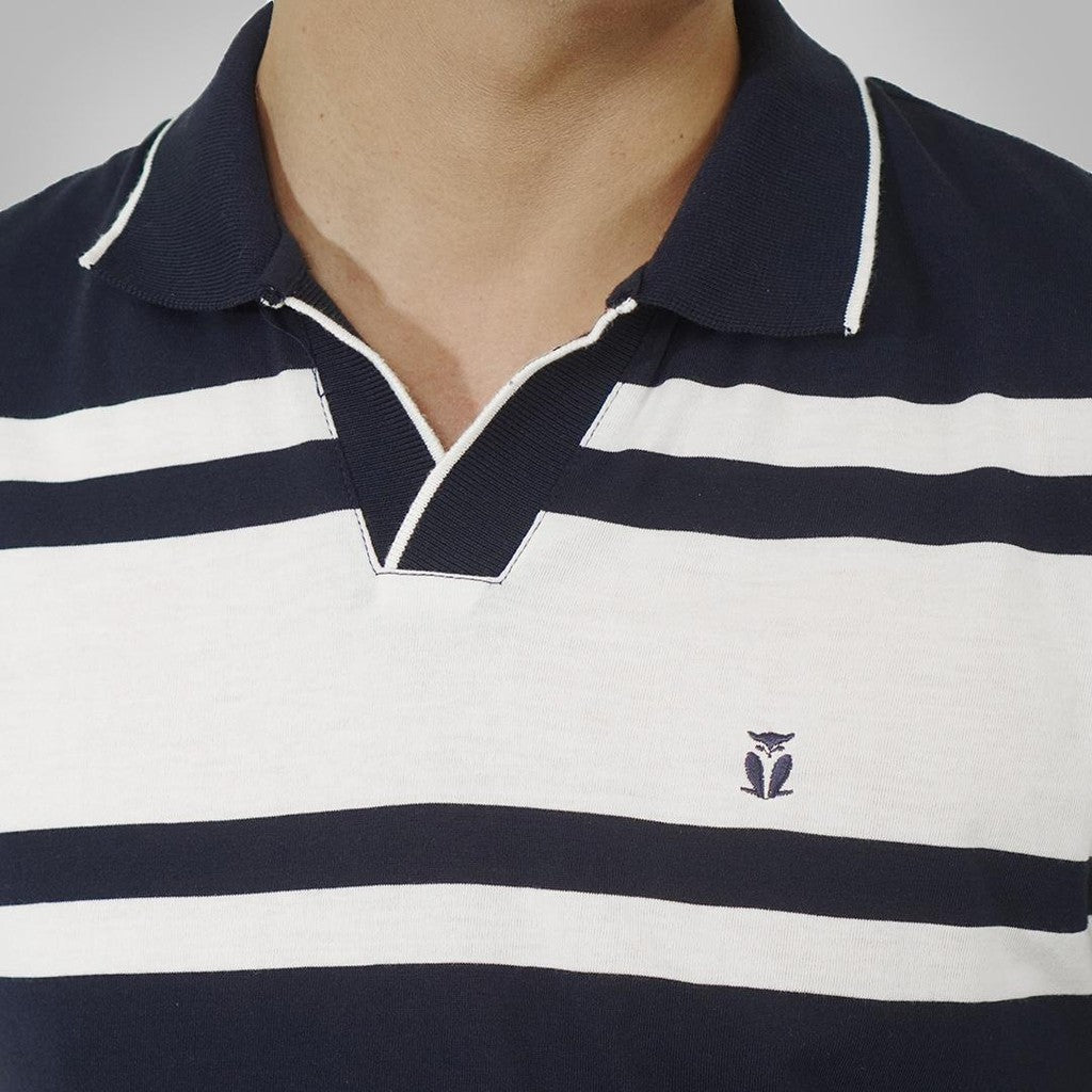 MATSUDA Baju Kaos Polo Shirt Dewasa Stripe Pria Kerah Katun Tokamachi Navy
