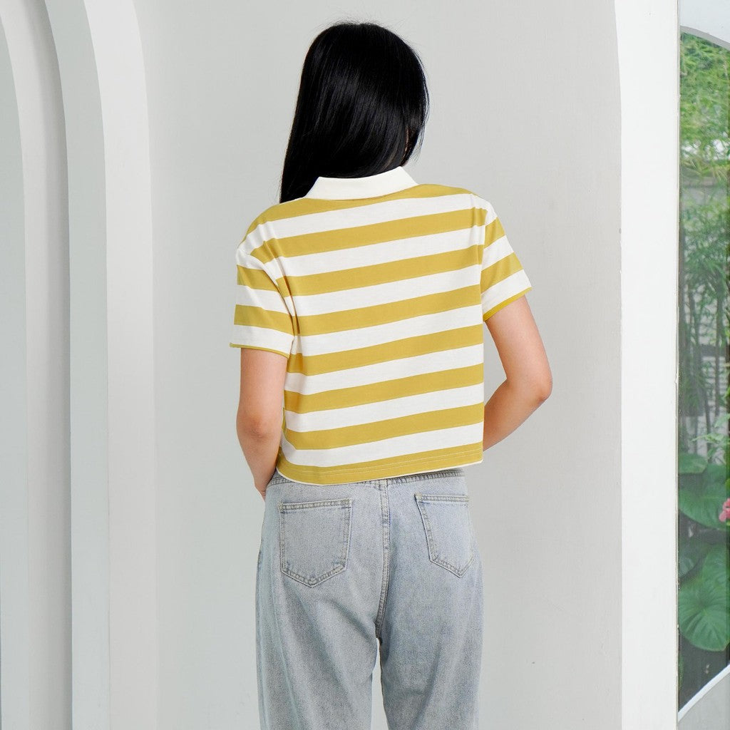 Matsuda Kaos Polo Wanita Crop top katun Marlow