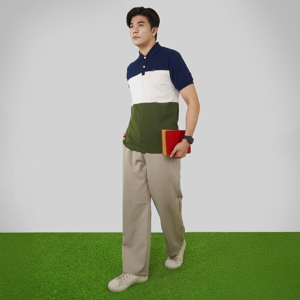 MATSUDA Baju Kaos Polo Shirt Dewasa Stripe Pria Kerah Katun Yukuhashi Navy