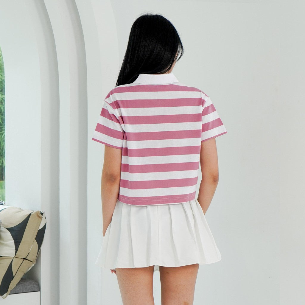 Matsuda Kaos Polo Wanita Crop top katun Marlow